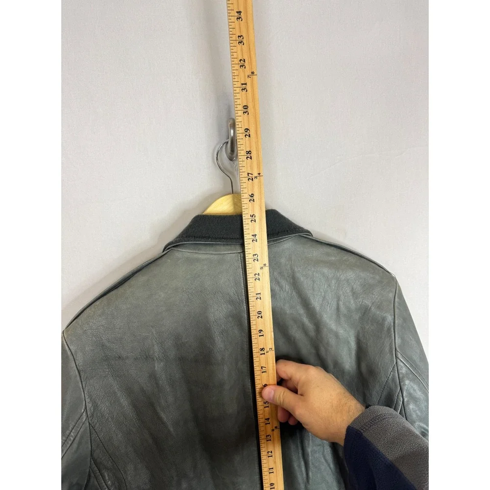 VIntage Banana‎ Republic Mens Leather Bomber Jacket Sage Green Grey S Full Zip
